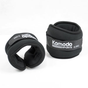 A pair of black Komodo Sports Neoprene Ankle Weights