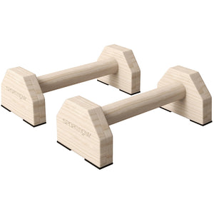 SPORTNOW Wooden Parallettes Bars Push up Handles with Non-Slip Base