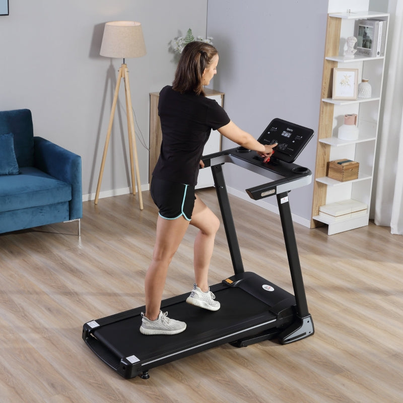 HOMCOM Folding Treadmill, Motorised Running Machine LCD Display 500W 1-12 KPH