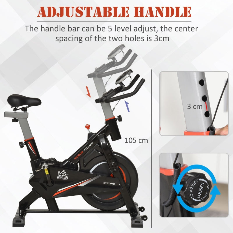 HOMCOM Exercise Spin Bike, 10kg Flywheel & LCD Display