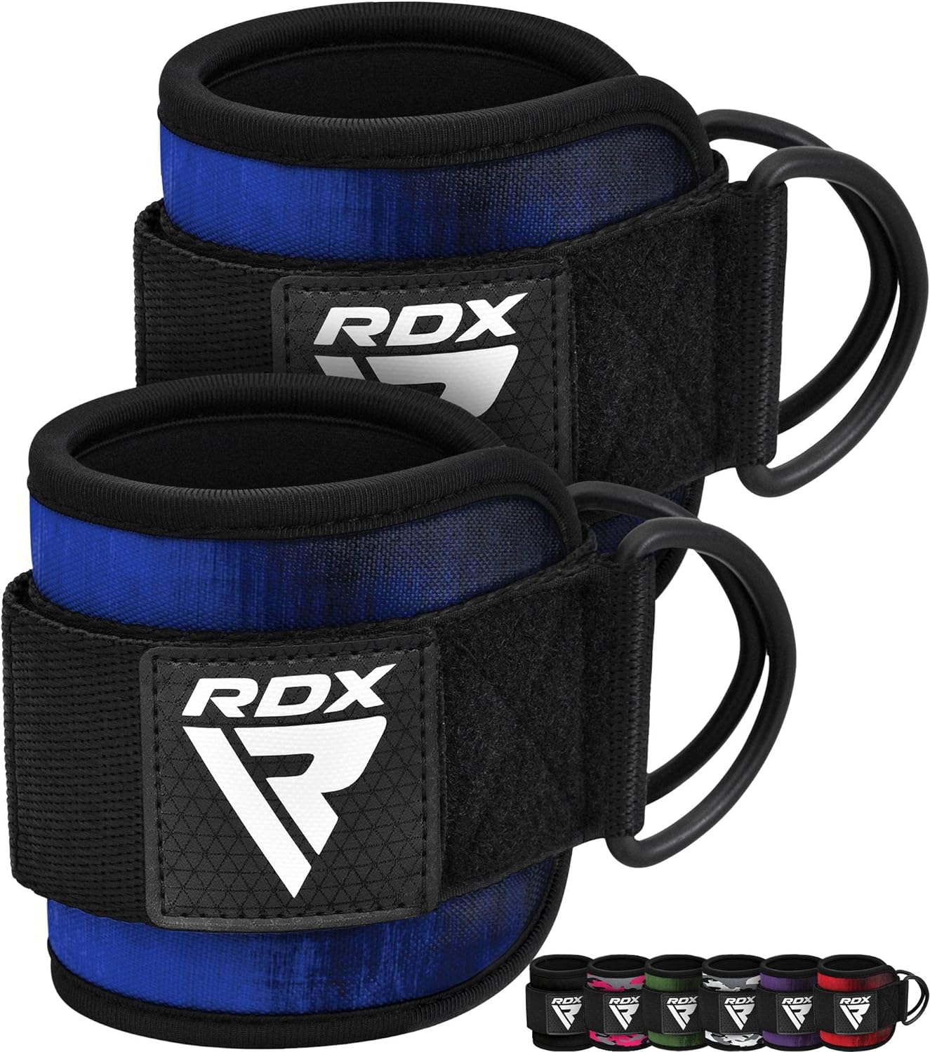 RDX A4 Ankle Straps For Gym Cable Machine-Blue-Pair