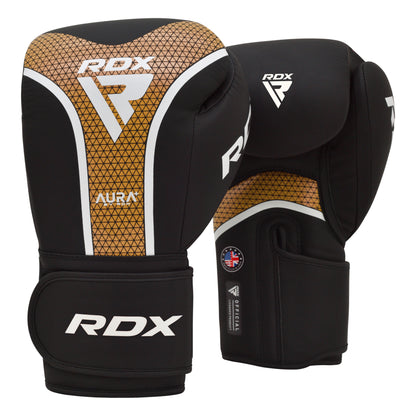 RDX T17 AURA Plus Boxing Sparring Gloves Pearl Black/White/Golden