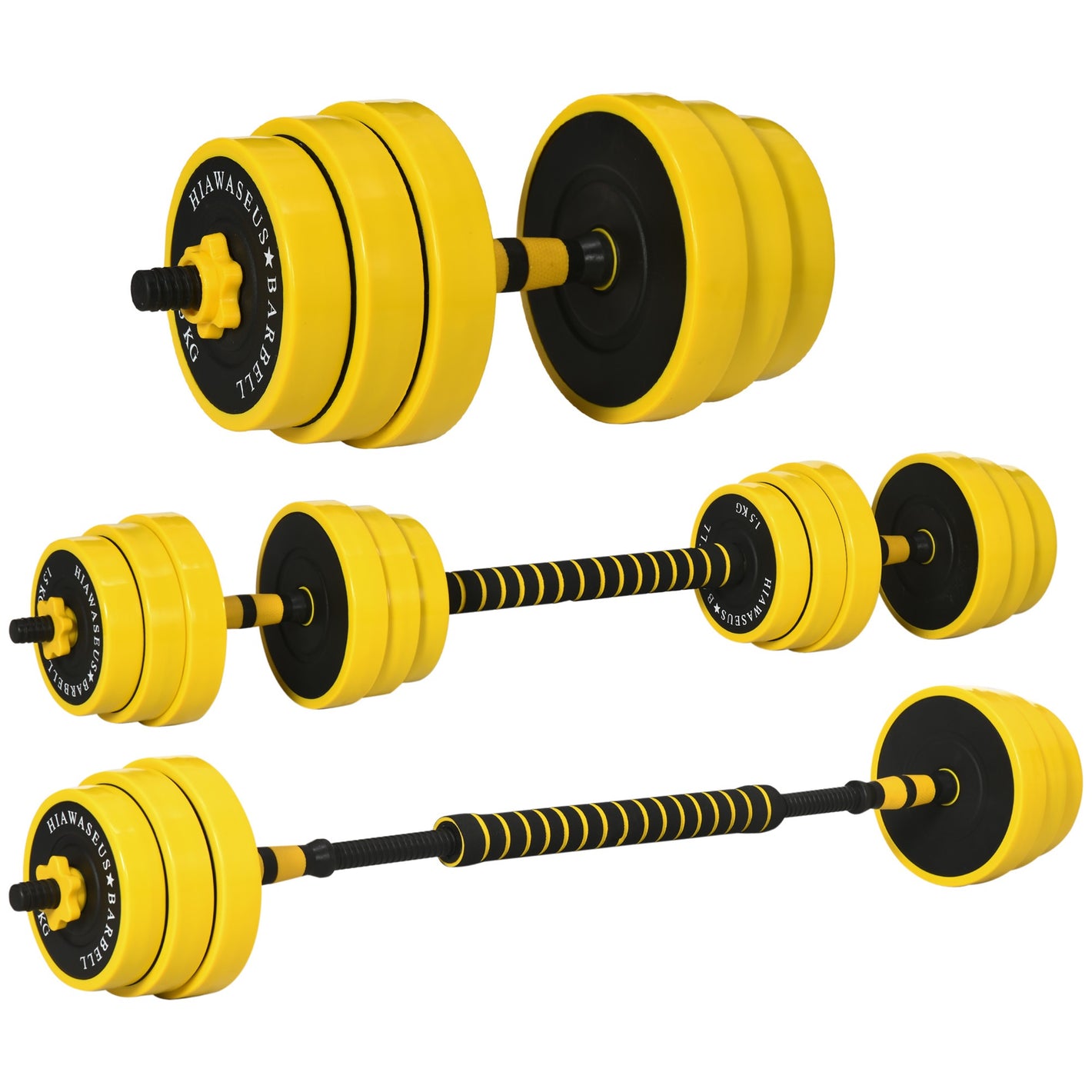 HOMCOM 25KG Dumbbell & Barbell Adjustable Set Plate Bar Clamp Rod