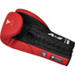 RDX APEX Red Boxing Gloves, palm side, showing lace up closure.