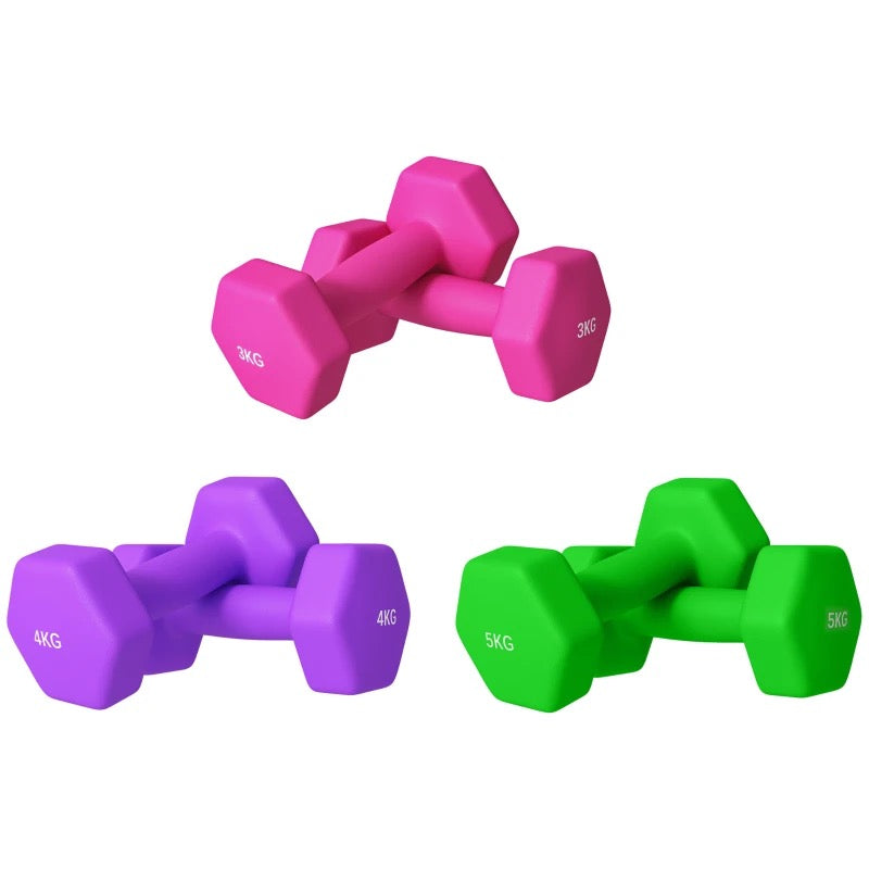 SPORTNOW Set of 6 Hex Dumbbells 3kg,4kg and 5kg