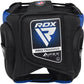 RDX Apex Boxing Head Gear With Cheek Protector, Blue. Rear of head guard