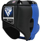 RDX Apex Boxing Head Gear with Nose Guard Blue. Rear of head guard.