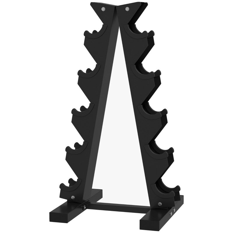 Black 5 tier dumbbell storage rack for home gym