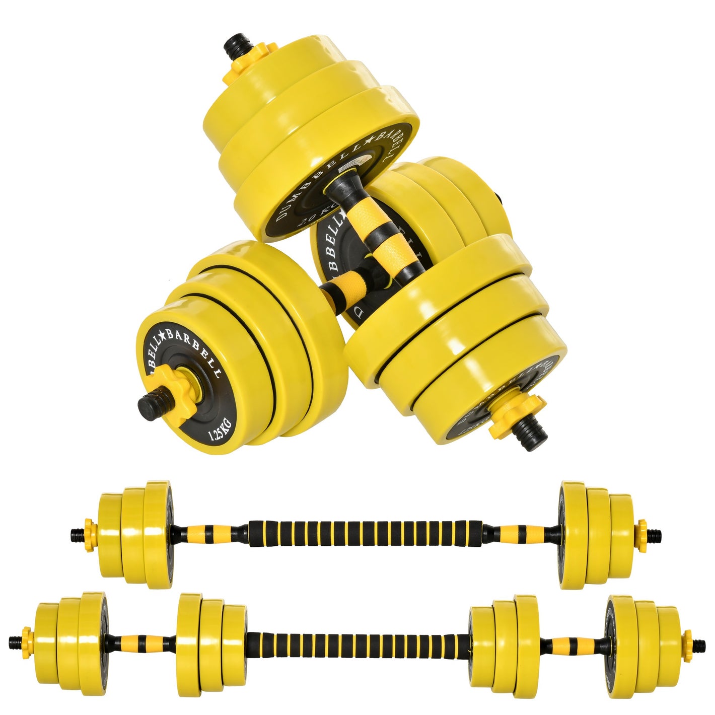 HOMCOM 20KG Dumbbell & Barbell Adjustable Set Plate Bar Clamp