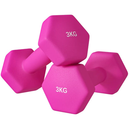 SPORTNOW 2 x 3kg Hexagonal Dumbbells Weights Set with Non-Slip Grip