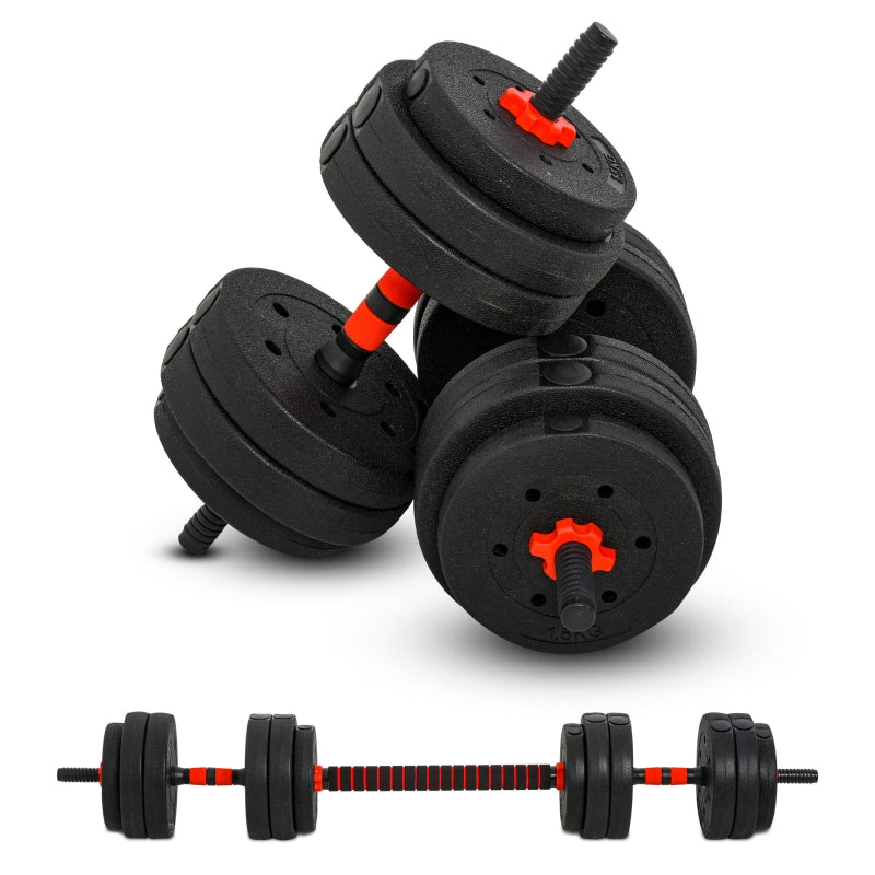 a pair of homcom 25kg dumbbells used for weight training 