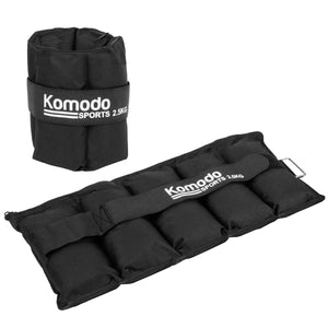 A pair of 5kg Komodo Sports Adjustable Ankle Weights for working out