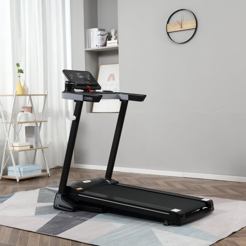 HOMCOM Folding Treadmill, Motorised Running Machine LCD Display 500W 1-12 KPH