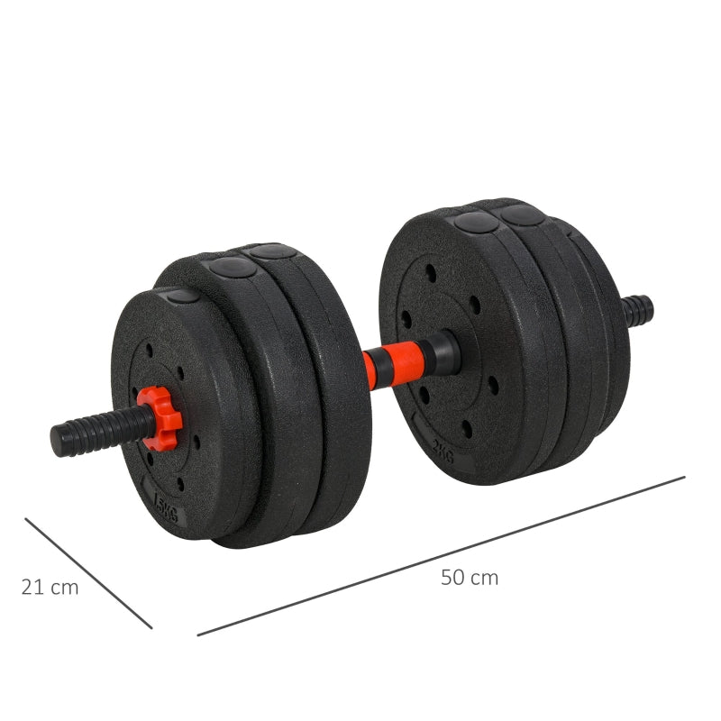 a pair of homcom 25kg dumbbells used for weight training 