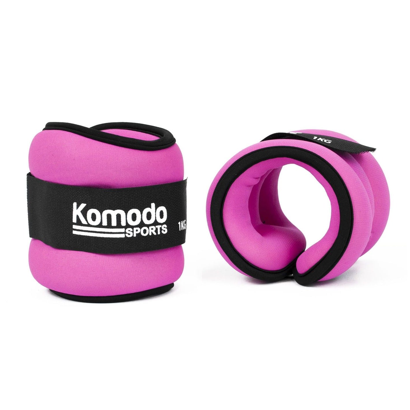 A pair of pink Komodo Sports Neoprene Ankle Weights