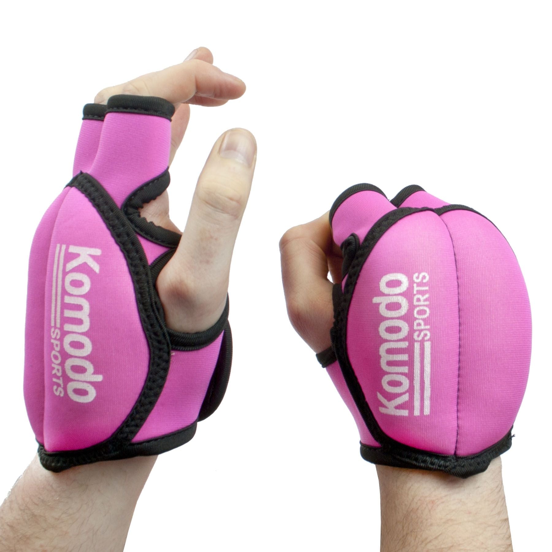 a pair of Komodo Sports Weighted Gloves in Pink