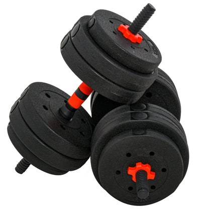 a pair of homcom 25kg dumbbells used for weight training 