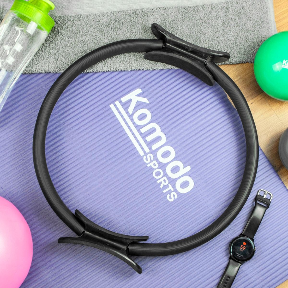 a black Komodo Sports 15 inch Pilates Ring