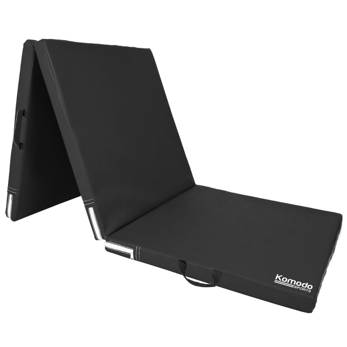 A black Komodo Sports Tri Folding Yoga Mat